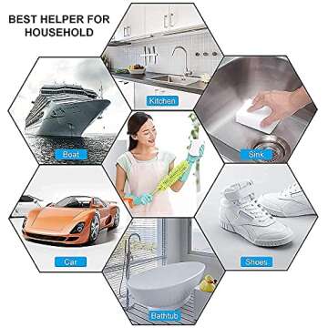 Magic Sponge Eraser, POWOBEST 1 Pack Melamine Sponge Foam, Extra Large Multi-Surface Household Cleaning Non-Scratch Scrub Sponge Pads for Kitchen, Car,Sink,Shoe，Bathtub Cleaning Sponge