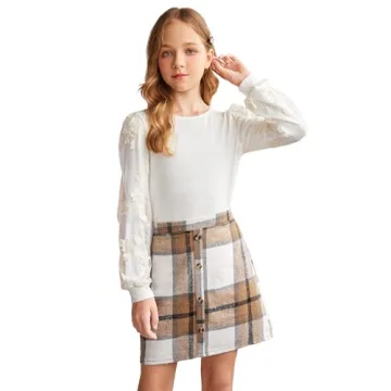 Cute Teen Girl Outfit Set - Long Sleeve & Skirt