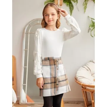 Cute Teen Girl Outfit Set - Long Sleeve & Skirt