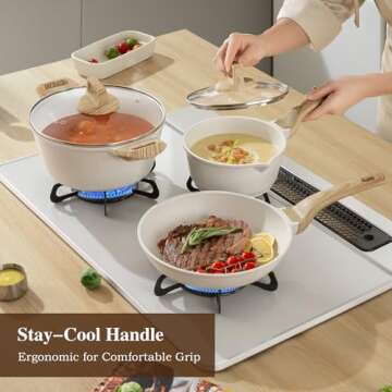 USELUCK 14 Pcs Non-Stick Cookware Set for Healthy Cooking