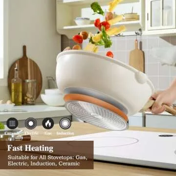 USELUCK 14 Pcs Non-Stick Cookware Set for Healthy Cooking