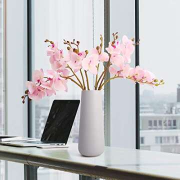 BOMAROLAN Artificial Orchid Faux Flowers Butterfly Orchid 4 Pcs Real Touch Double Branch Silk Flowers (No Vase) for Wedding Home Party Hotel Yard Decoration Restaurant Patio Festive Furnishing (Pink)