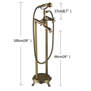 Senlesen Antique Brass Free Standing Tub Filler with Handheld Sprayer