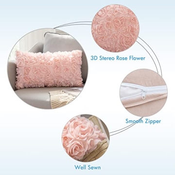 MIULEE 3D Chiffon Rose Pillow Cover for Home Decor