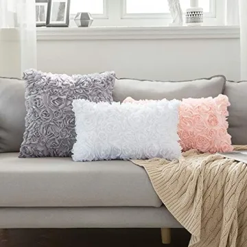 MIULEE 3D Chiffon Rose Pillow Cover for Home Decor