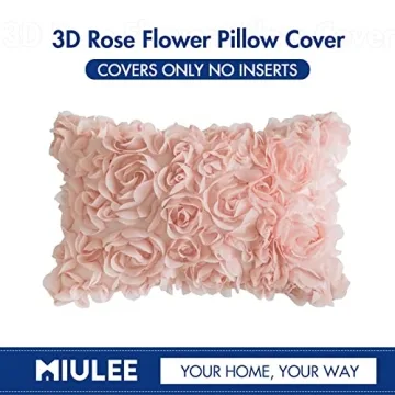 MIULEE 3D Chiffon Rose Pillow Cover for Home Decor