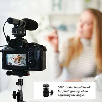 Obeamiu 2 Pack C Clamp Desk Mount Light Stand with 1/4" Ball Head and Hot Shoe Mount Adapter, 21-45 Inch Adjustable Tabletop Bracket Stand for DSLR Camera, Ring Light, Video Monitor, Microphone Webcam