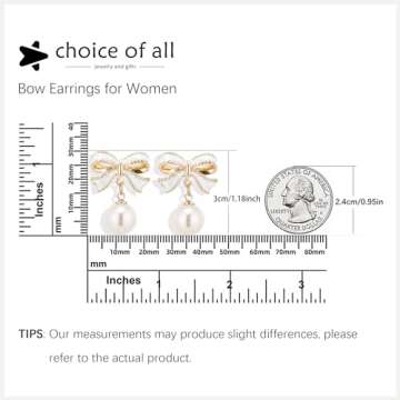 White Bow Earrings for Women Trendy Stuff Cute Bow Pearl Drop Dangle Earrings Bowknot Stud Wedding Party Daily Jewelry Accessory Gifts