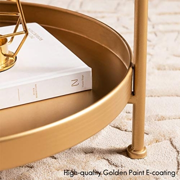 Tiita Round End Table – Stylish 2-Tier Metal Nightstand