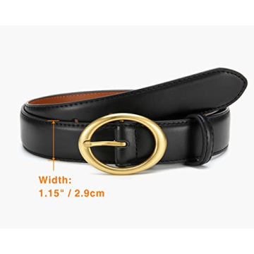 CR Leather Belt Women Gold Buckle Fashion Accessory