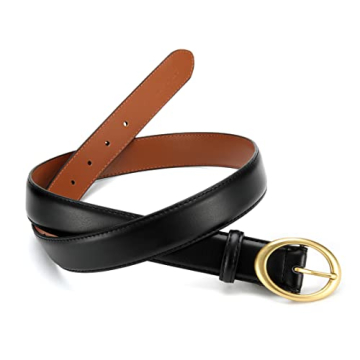 CR Leather Belt Women Gold Buckle Fashion Accessory