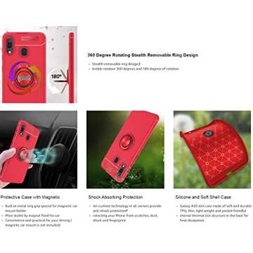 Alcatel TCL A3 / A30 Case and Screen Protector, Rotating Ring [Magnetic Car Mount] [Fashion] Cover Case and Screen Protector for Alcatel TCL A3 / A30 (Purple)