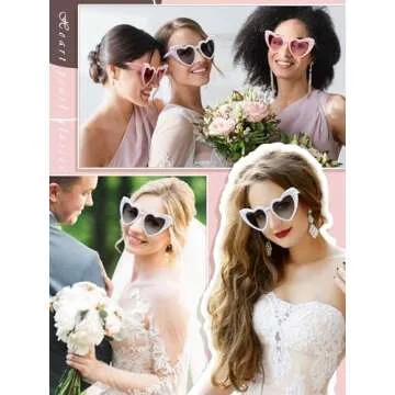 Saysurey 10 Pack Bachelorette Party Sunglasses Pearl Bride Heart Shaped Sunglasses Wedding Bridesmaid Proposal Gifts for Women Bride Bachelorette Shower Wedding Party
