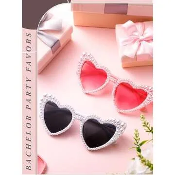 Saysurey 10 Pack Bachelorette Party Sunglasses Pearl Bride Heart Shaped Sunglasses Wedding Bridesmaid Proposal Gifts for Women Bride Bachelorette Shower Wedding Party
