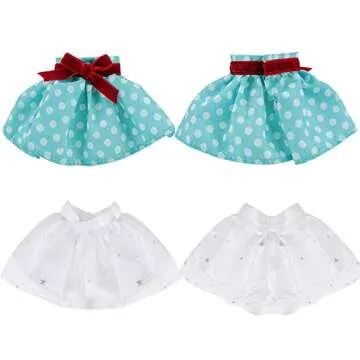 E-TING 3 Pcs Santa Clothing Dress for elf Doll Christmas Accessories (Old White Skirt + Green Polka Dot Skirt + Red-White Striped Skirt)