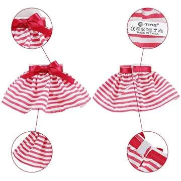 E-TING 3 Pcs Santa Clothing Dress for elf Doll Christmas Accessories (Old White Skirt + Green Polka Dot Skirt + Red-White Striped Skirt)