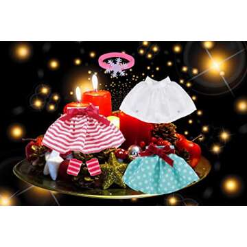 E-TING 3 Pcs Santa Clothing Dress for elf Doll Christmas Accessories (Old White Skirt + Green Polka Dot Skirt + Red-White Striped Skirt)
