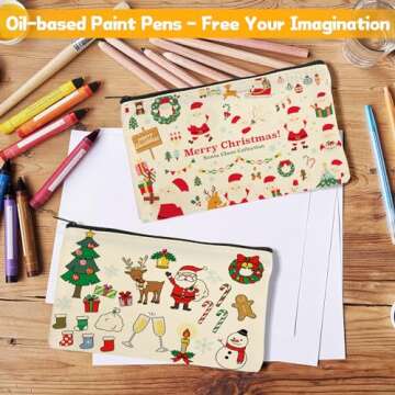 Apipi 10 Pack Blank DIY Craft Bag Canvas Pen Pencil Bag- Cotton Canvas with Zipper for Bag Gifts Bill Makeup Cosmetic Bag Travel Toiletry Pouch, 7.9 x 4.7 In