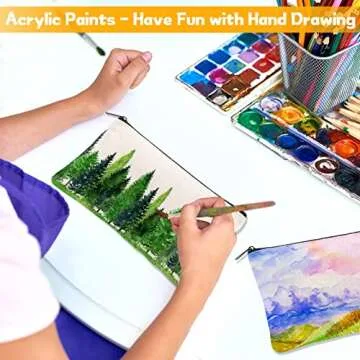 Apipi 10 Pack Blank DIY Craft Bag Canvas Pen Pencil Bag- Cotton Canvas with Zipper for Bag Gifts Bill Makeup Cosmetic Bag Travel Toiletry Pouch, 7.9 x 4.7 In