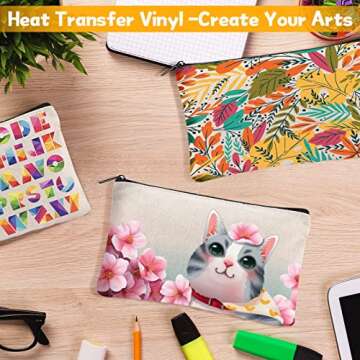 Apipi 10 Pack Blank DIY Craft Bag Canvas Pen Pencil Bag- Cotton Canvas with Zipper for Bag Gifts Bill Makeup Cosmetic Bag Travel Toiletry Pouch, 7.9 x 4.7 In