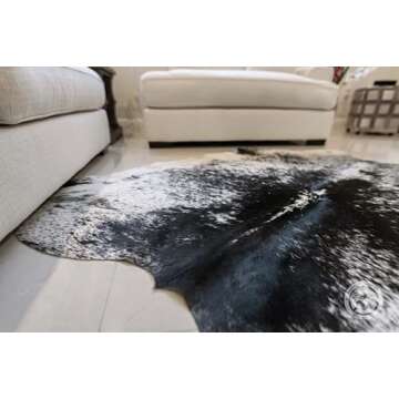 Sunshine Cowhides 100% Genuine Salt and Pepper Cowhide Rug - Modern Style Animal Skin Rug & Floor Ca...