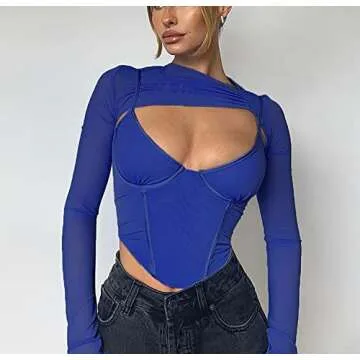 Meladyan Women Mesh Crop Top Set for Stylish Nights Out