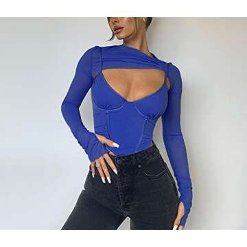 Meladyan Women Mesh Crop Top Set for Stylish Nights Out