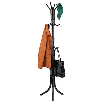 Ultimate Black Metal Coat Rack - Stylish Freestanding Organizer for Home & Office