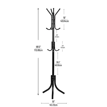 Sleek Black Metal Coat Rack Organizer for Home Office