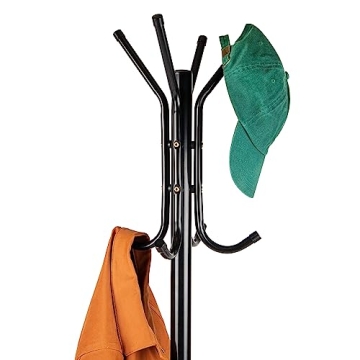 Sleek Black Metal Coat Rack Organizer for Home Office