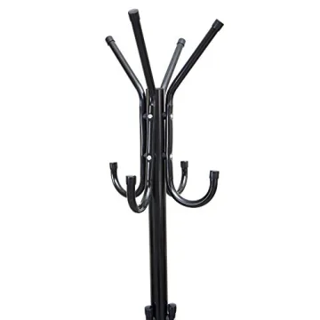 Sleek Black Metal Coat Rack Organizer for Home Office