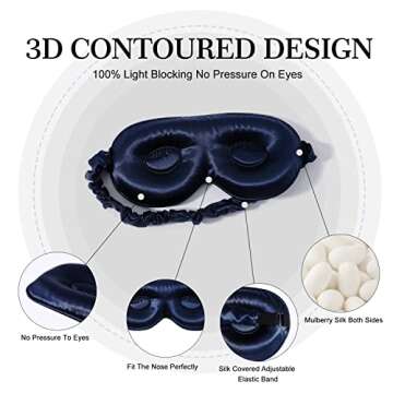 ZIMASILK Adjustable 22 Momme 100% Pure Mulberry Silk Sleep Mask, 3D Contoured Cup Eye Mask for Sleep...