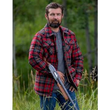 Legendary Whitetails Men's Tough As Buck Sherpa Lined Flannel Shirt Jacket, Rugged Ridge Plaid, Large Tall