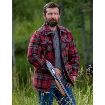 Legendary Whitetails Men's Tough As Buck Sherpa Lined Flannel Shirt Jacket, Rugged Ridge Plaid, Large Tall
