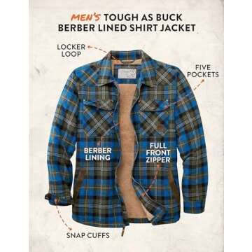 Legendary Whitetails Men's Tough As Buck Sherpa Lined Flannel Shirt Jacket, Rugged Ridge Plaid, Large Tall