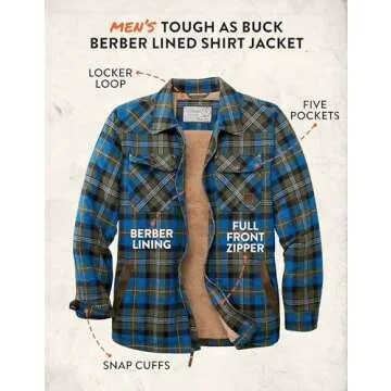 Legendary Whitetails Men's Tough As Buck Sherpa Lined Flannel Shirt Jacket, Rugged Ridge Plaid, Large Tall