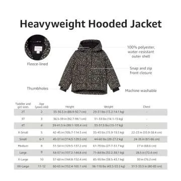 Amazon Essentials Girls' Heavyweight Hooded Jacket | X-Small