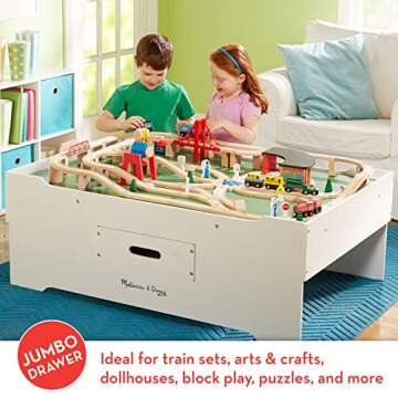 Melissa & Doug Deluxe Wooden Multi-Activity Play Table for Playroom - Kids Activity Table With Stora...