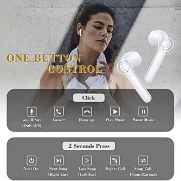 Wireless Earbuds Bluetooth 5.0 Headphones with Charging Case, IPX8 Waterproof, 3D Stereo Air Buds in-Ear Ear Buds Built-in Mic, Open Lid Auto Pairing for Android/Samsung/Apple iPhone (White)