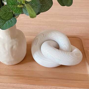 HMASYO White Wood Knot Decor, Wooden Chain Link Decor, Coffee Table Books Decor Shelf Decor Aesthetic Decorative Objects, Modern Bookshelf Decor Living Room Decor, Housewarming Gifts