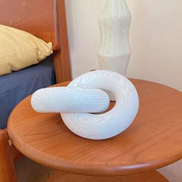 HMASYO White Wood Knot Decor, Wooden Chain Link Decor, Coffee Table Books Decor Shelf Decor Aesthetic Decorative Objects, Modern Bookshelf Decor Living Room Decor, Housewarming Gifts