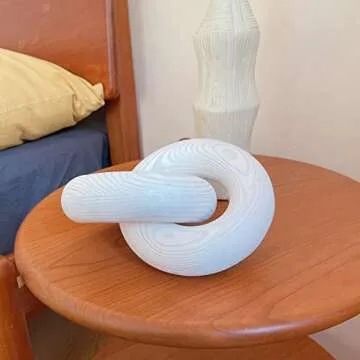 HMASYO White Wood Knot Decor, Wooden Chain Link Decor, Coffee Table Books Decor Shelf Decor Aesthetic Decorative Objects, Modern Bookshelf Decor Living Room Decor, Housewarming Gifts