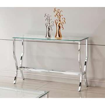 Coaster Glass Top Console Table Chrome 720339