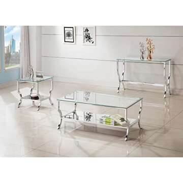 Coaster Glass Top Console Table Chrome 720339