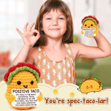 Mini Emotional Taco Support Positive Crochet Animals Funny Easter Day Birthday Gifts for Women Mom D...