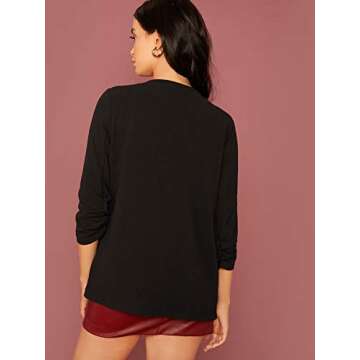 Milumia Women's Elegant Open Front Office Work Blazer Long Sleeve Solid Jacket Black X-Large