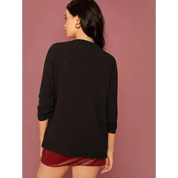 Milumia Women's Elegant Open Front Office Work Blazer Long Sleeve Solid Jacket Black X-Large