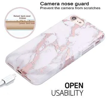 BAISRKE Shiny Rose Gold Marble Design Clear Bumper Matte TPU Soft Rubber Silicone Cover Phone Case Compatible with iPhone 7 / iPhone 8 / iPhone SE 2020