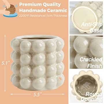 YANWE1 Bubble Vase - Stylish Beige Ceramic Decorative Piece