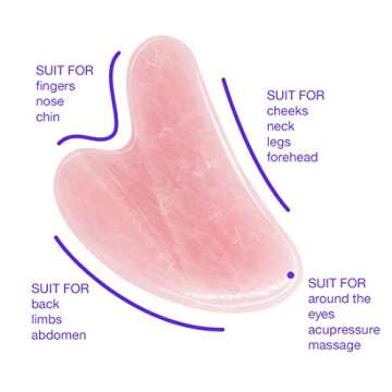 AOVIOANDY Gua Sha Massage Tool Rose Quartz Jade GuaSha Facial Tool, Gua-Sha Stone for Neck Body SPA ...